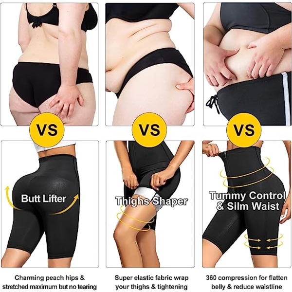 Bastu Kostym Svettpants för Kvinnor Viktminskning Kompression Shorts Slankning Hög Midja Tränare L