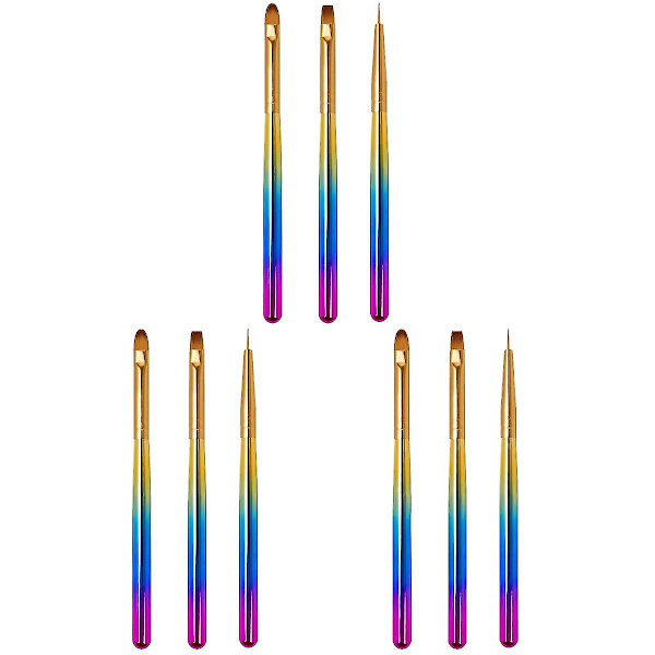 3 set med 3 st nail art penna set målnings penna färgglad ritning penna manikyr penna