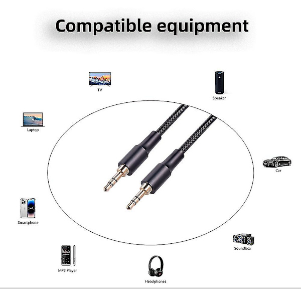 5 stk. 3,5 mm bil-lydkabel til smartphone 3,5 han til han aux-kabel til computer bærbar hovedtelefon
