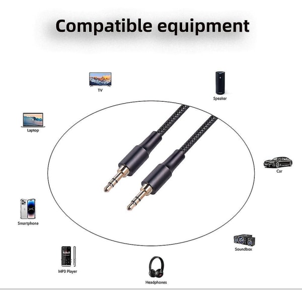 5 stk 3,5 mm billydkabel for smarttelefon 3,5 hann-til-hann aux-kabel for datamaskin bærbare hodetelefoner