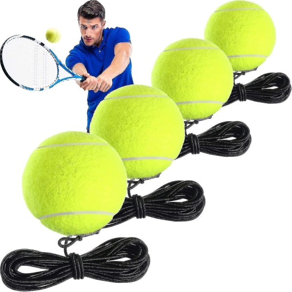 4 pakker tennis treningsball med streng Tennis trener baller Selvtrening trener verktøy Tennisball treningsutstyr for Tennis trener praksis Ex