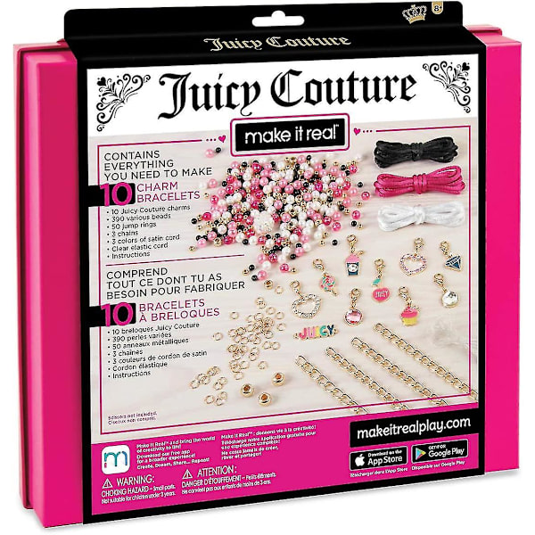 - Juicy Couture Rosa och Värdefulla Armband - DIY Charm Armband Kit med Pärlor för Tween Smyckestillverkning - Smyckestillverkningskit för Flickor