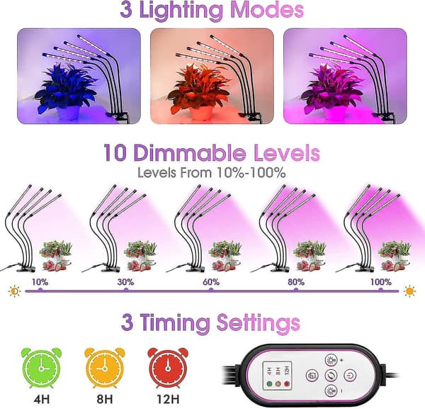 Full Spectrum Innendørs Grolys, 80 Led Grolys Grolys Med Timer