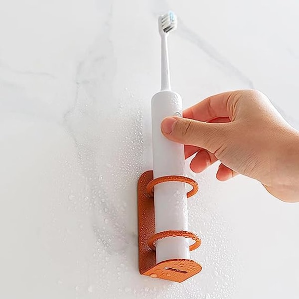 Elektrisk tandborsthållare, väggmonterad tandborsthållare miljövänlig Mighty Orange [2 packs]