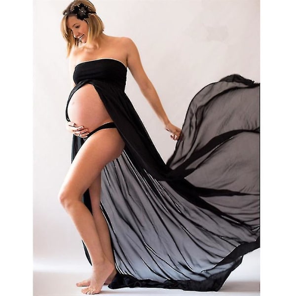 Kvinders gravide blonde maxi-kjole til gravide til fotografering V (materialer af høj kvalitet) xl