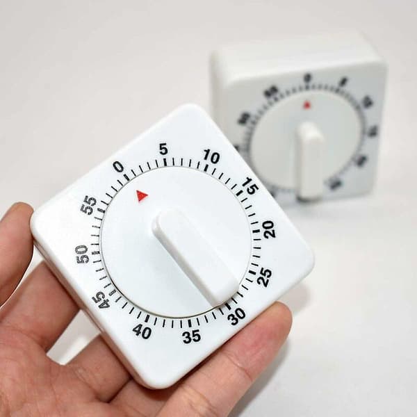2 Stycken Mekanisk Kökstimer, 60 Minuters Timer med Larmsignal Nedräkningstimer för Matlagning, Vit
