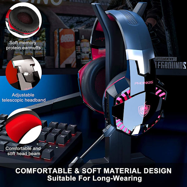 Bluetooth trådlösa hörlurar med mikrofon, ps4 spelheadset för PC, Xbox One, Ps5 Red