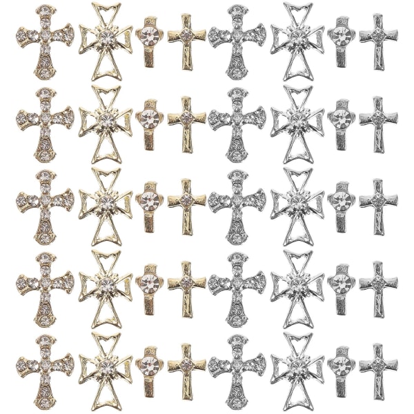 80st Cross Nail Charms Nail Rhinestones 3d Nail Gems Kvinnor Manikyr Art Smycken