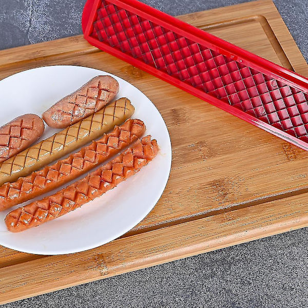 Hotdog-skæreværktøj - 10 tommer - Rødt-sikkert rustfrit stål