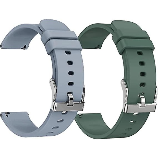2 kpl harmaa+sininen) 20 mm:n vaihtohihna watch, pehmeä, ihoystävällinen silikonipikakiinnitys, älykellon watch