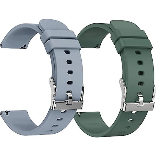 2 stk. grå+blå) 20 mm udskiftningsrem til smartwatch, blød hudvenlig silikone, hurtigudløsning, smartwatch-rem