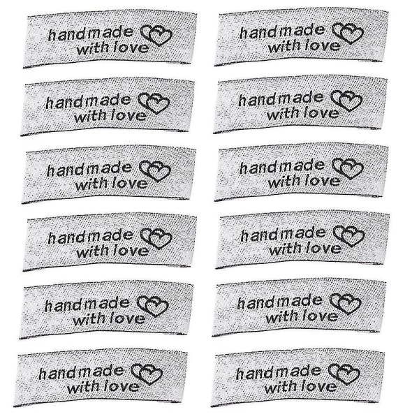 120 stk tøyetiketter Håndlagde brettemerker Hjertemønster Håndlaget etikett