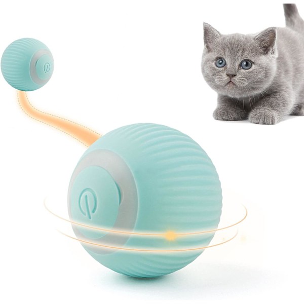 Kissan lelut Sähköinen kissapallo LED-valolla Automaattinen 360 asteen pyörivä pallo Interaktiivinen kissan lelu USB-ladattava sähköinen kissapallo (sininen) green
