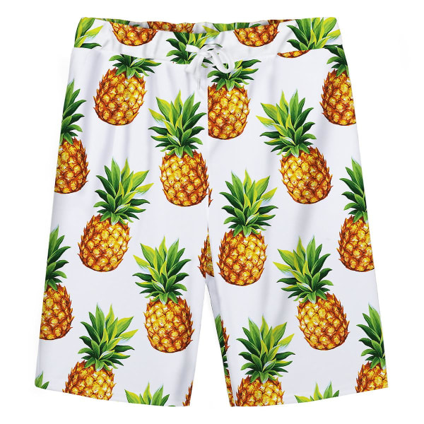 Allthemen herre 2-delt sommer ananas trykt strandskjorte og shorts S