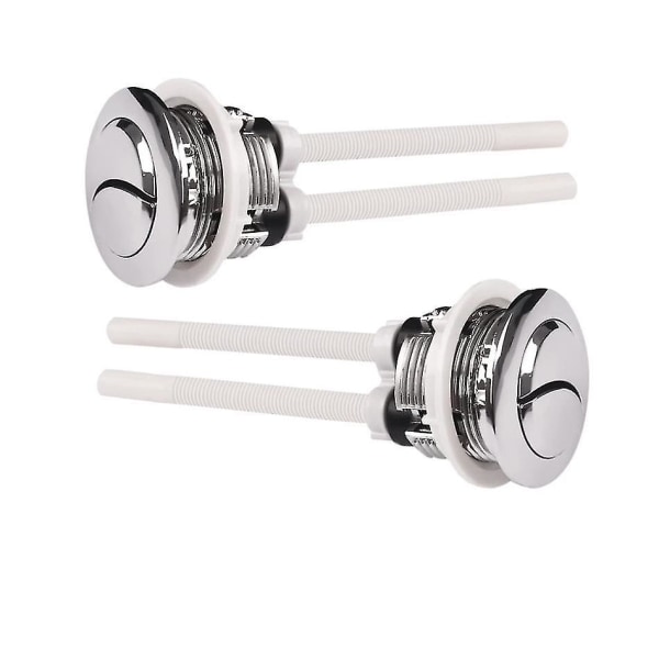 Toalett spylerknapp, 2-pakning toalett spylerknapp erstatning, 38mm dobbel spyler toalettknapp, knapp toalett spyling for baderom toalett reparasjon 2stk-sølv