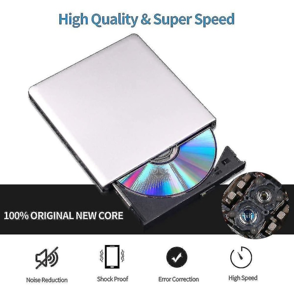 Extern Blu-ray Dvd-enhet 3d, Usb 3.0 och Type-c Bluray Cd Dvd--(meili)