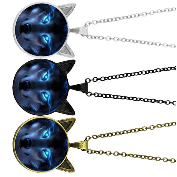 3 stk. Mænds Halskæde Ulv Kæde Halskæde Gem Vedhæng Halskæde Flatback Glas Smykker Charms Vedhæng