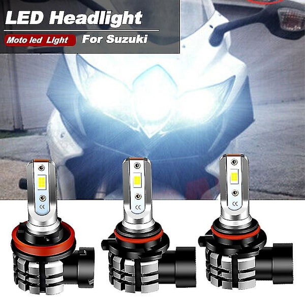 Eksklusiv motorsykkel 9600lm LED-frontlys Høy/Lavstråle Parklys Pæresett 4stk Hvit 6000k For 2008 2009 Suzuki Gsxr 600 750