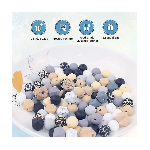 112 stk silikone perler til nøglering fremstilling, gør-det-selv halskæde armbånd silikone perler til id-holder