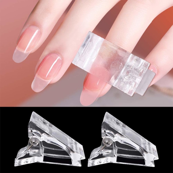 10 STK Neglespisser Klips for Quick Building gel, Plast Transparent Negle clips for gel Finger Nail Extension UV LED Builder DIY Manikyr Clip Clamp Set
