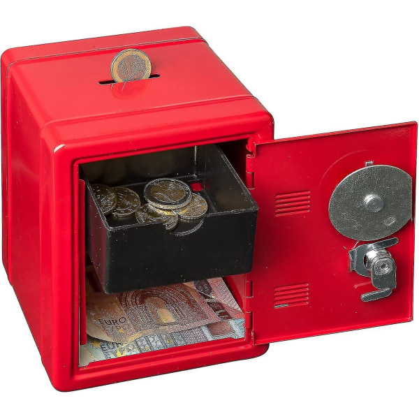 Economy Safe, 120 X 100 X 160 Mm, rød, med nøkkel og mekanisk kombinasjonslås