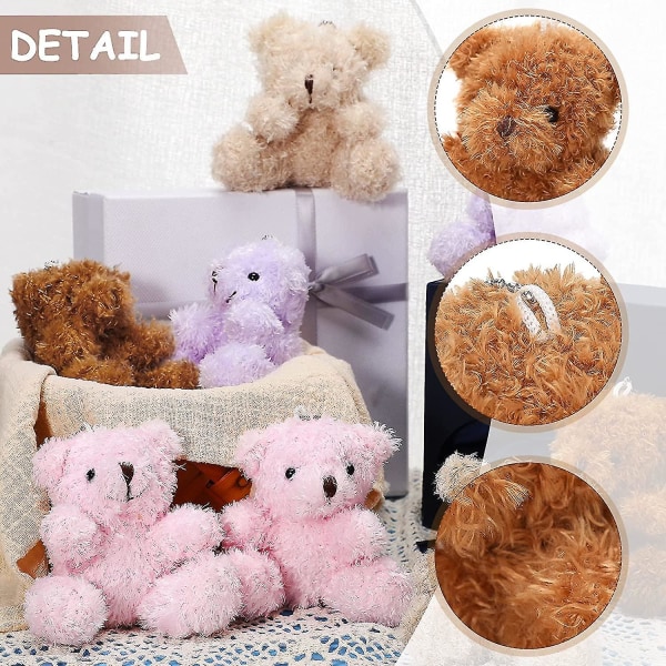 6 stk. Mini Teddybjørn Lille Bjørn Bulk 4 Tommer Plysdyr Legetøj Lille Blød Bjørn Dukke Teddybjørn Brun Abrikos Til Baby Shower Fødselsdag Graduering