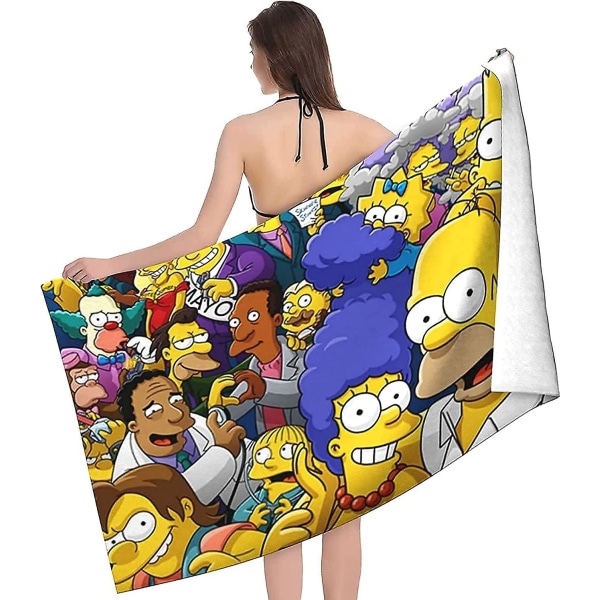The Simpsons Mikrofiber Strandhåndklær, The Simpsons Badehåndkle, Mikrofiber Strandhåndkle Super Praktisk Absorberende Strandhåndkle, Reise-The Simpsons-1
