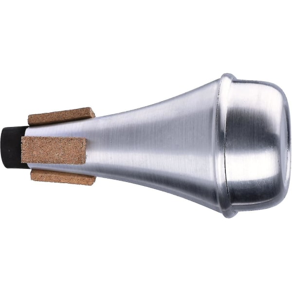 Øv Trompet Straight Mute Lyddæmper Aluminium Med Renseklud, Sølv-sfygv