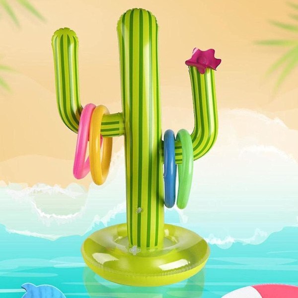Uppblåsbar Cactus Game Ring, Flytande Utomhus Uppblåsbara Ringar, Toss Game Uppblåsbar Set för Fiesta Swimming Pool Game-