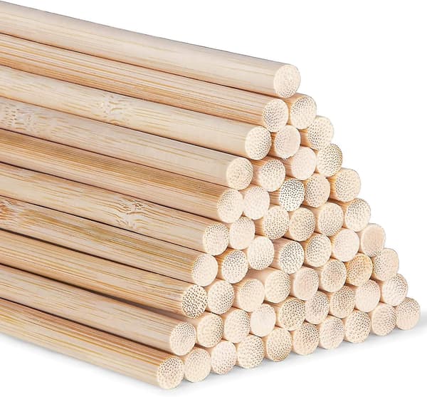 Håndlavede bambuspinde 30 cm, håndlavede runde pinde, 55 stk.