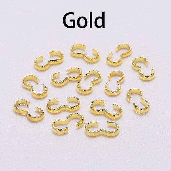 Spændelåsforbindelser - Sølv/guld (100 stk/parti 4 X 8 mm)