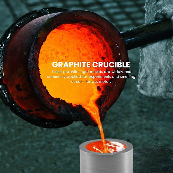 Grafiittisulatin sulatusvalukitti, 2 grafiittisulatin sekoitustikkua, kvartsikuppi, sylinterimäinen Gra