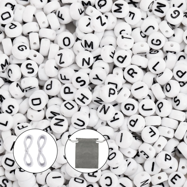 600 kpl valkoisia pyöreitä kirjehelmiä korujen valmistukseen - akryyliaakkoshelmien rannekorusarja