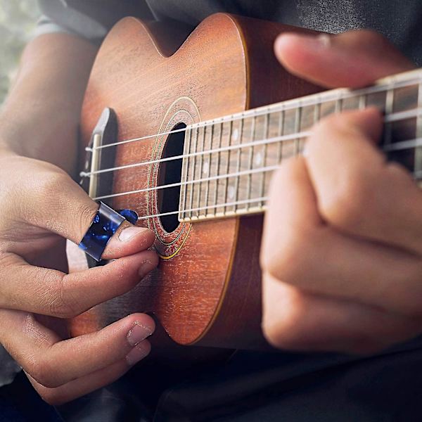 Tummplockar Fingerplockar, Medium, Vinklade Platta, Celluloid Gitarr Fingerplockar