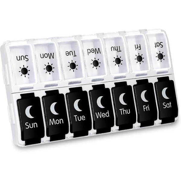 Pill Box Organizer, dag och natt piller boxar 7 dagar 2 gånger om dagen, snabbfyllning stor tablett