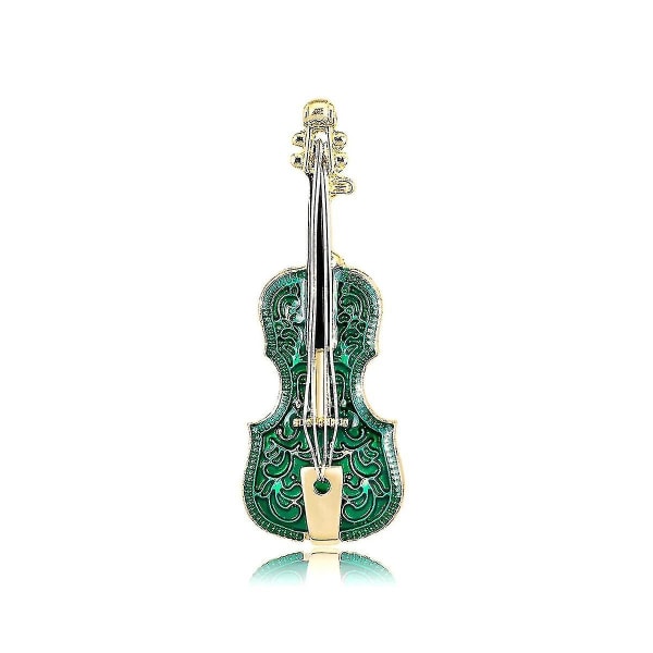 Grön Konsert Emalj Pin Violin Kläder Lapel Broscher Söt Musikinstrument Smycken Present