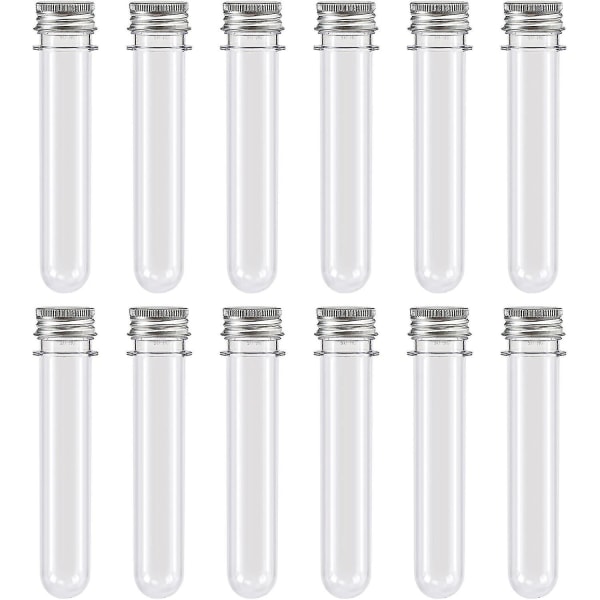 New,suitable Set Of  12  Clear Plastic 40ml Test Tubes With Screw Cap