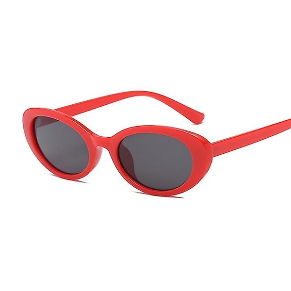 Merkedesigner Ovale solbriller Dame Vintage 90-talls Dame Cat Eye Solbriller Liten innfatning Solbriller Dame Oculos De Sol RedGray