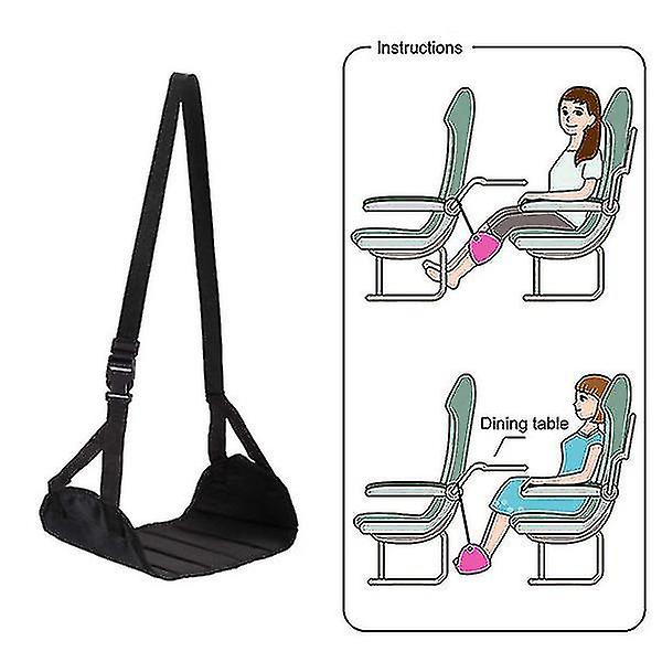 Airplane Footrest Made Of High Quality Memory Foam, Portable Travel Flight Carry-on Footrest Adjustable Height Hammock, Black