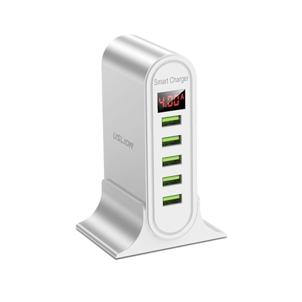 5-portars USB-laddare LED-display Multi USB 5V 4A Snabbladdningsstation Universal