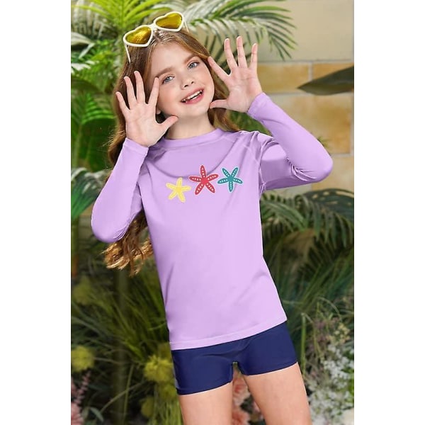 Pigernes Langærmede Rash Vest Uv Beskyttelse Rash Top Hurtigtørrende Rash Guard 3-12 År