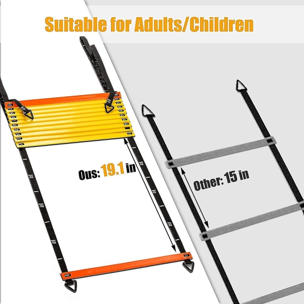 Piao Agility Ladder - Agility Speed ​​And Balance Training Ladder For Fotball Basketball Boksing Softball Fotarbeid Sport Agility Trening Med Skala Og