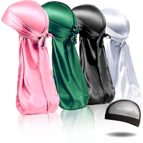 4 st Silky Durags, Silke Durag för män och kvinnor, Silke Dura