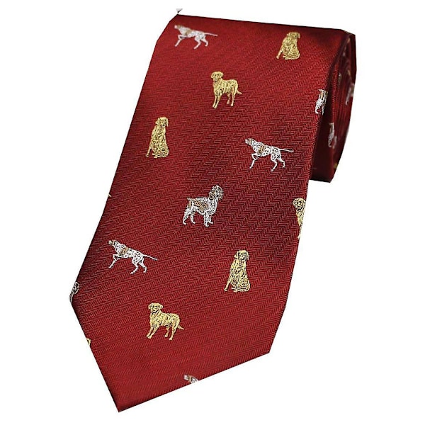 David Van Hagen Dogs Country Silk Tie - Punainen