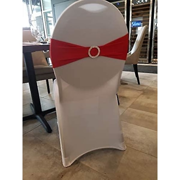 10 stk elastiske stolsløyfer med spenne, for bryllup, Lycra, polyester og spandex stolsløyfe, hvit