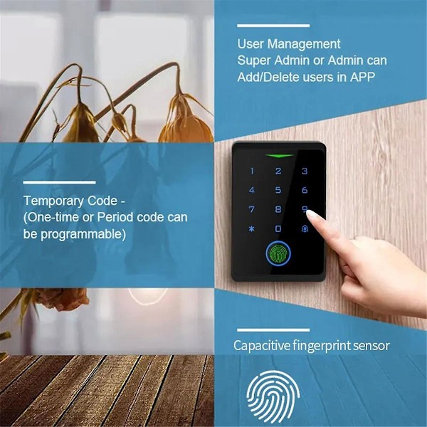 Tuya APP Dørlås IP66 Vandafvisende Nøgleløs Biometrisk WIFI Adgangskontrol Standalone Tastatur Fingeraftryk RFID