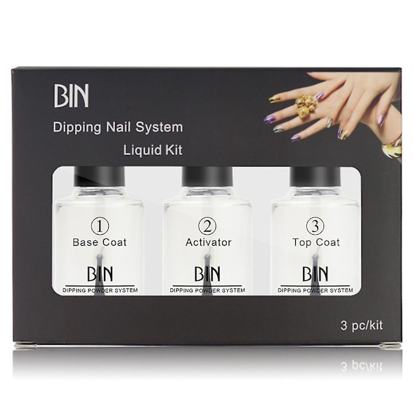 3 stk./sæt 15 ml neglefarve dip dyppulver Pro Polish Starter Kit Base Top Coat