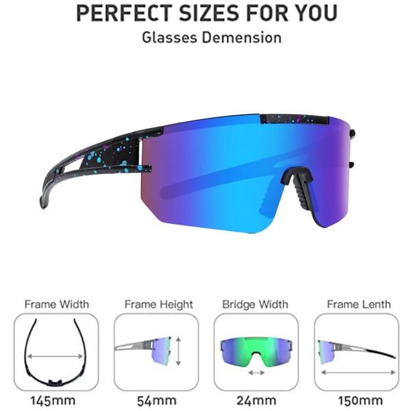 Cykelpolariserede Sportssolbriller til Mænd Kvinder,UV400 Anti-UV-solbriller,Løb,Golf,Fiskeri