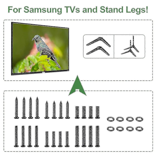 Stativskruvar och brickor för Samsung TV-stativ, skruvsats, för Samsung 32\" 40\" 43\" 45\" 50\" 55\" 60\" 65\" 70\" 75\" 80\" 85\" TV-ben skruvar, TV-monteringsskruvar