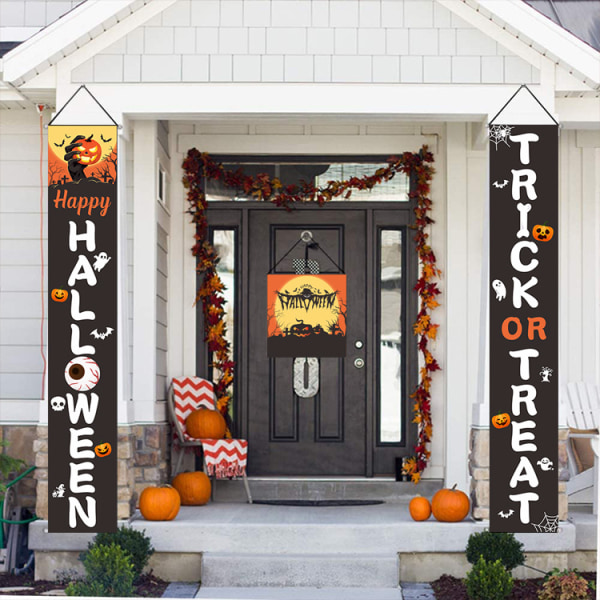 Koristeet ulkotiloihin -- Trick Or Treat Hocus Pocus Suuret noitabannerit Verandamerkit - Etuoven ulkopuolelle Piha Garland Juhlatarvikkeet - Oranssi Musta